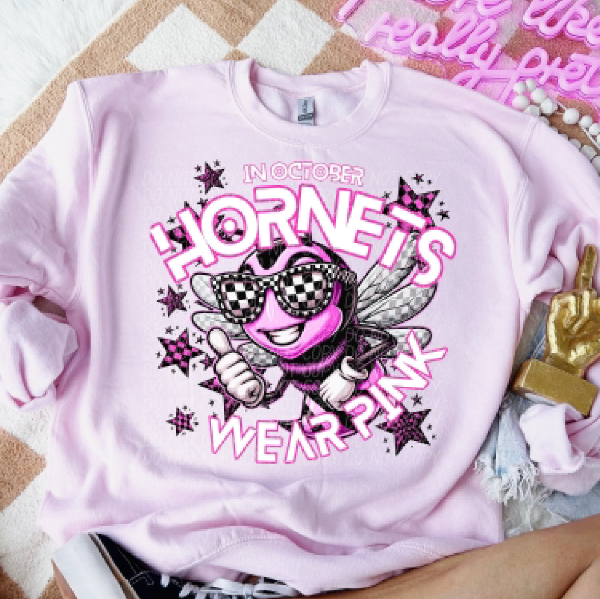 Team Customizable In October Mascot Wear Pink Tee/Sweatshirt