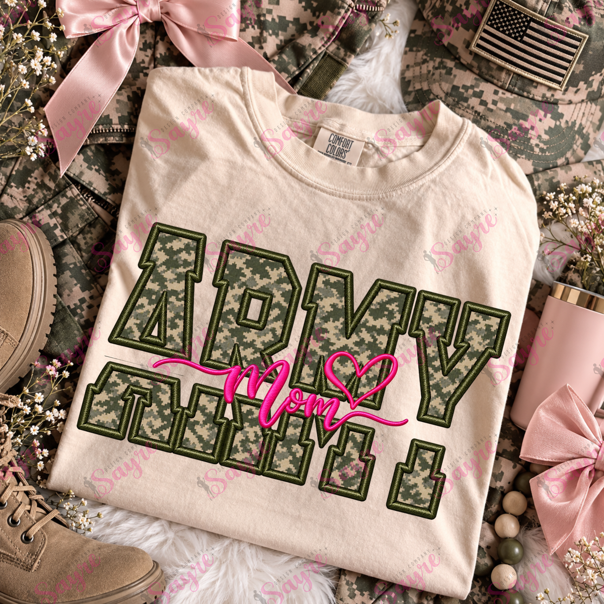 Faux Embroidery ARMY Mom Pink- PNG
