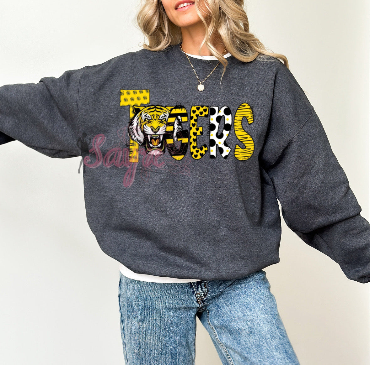 Yellow Tigers Spirit Text Shirt/Long Sleeve/Crewneck/Hoodie