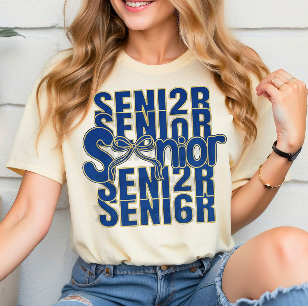 Color Customizable Senior Stacked Bow Tee/Sweatshirt/Hoodie