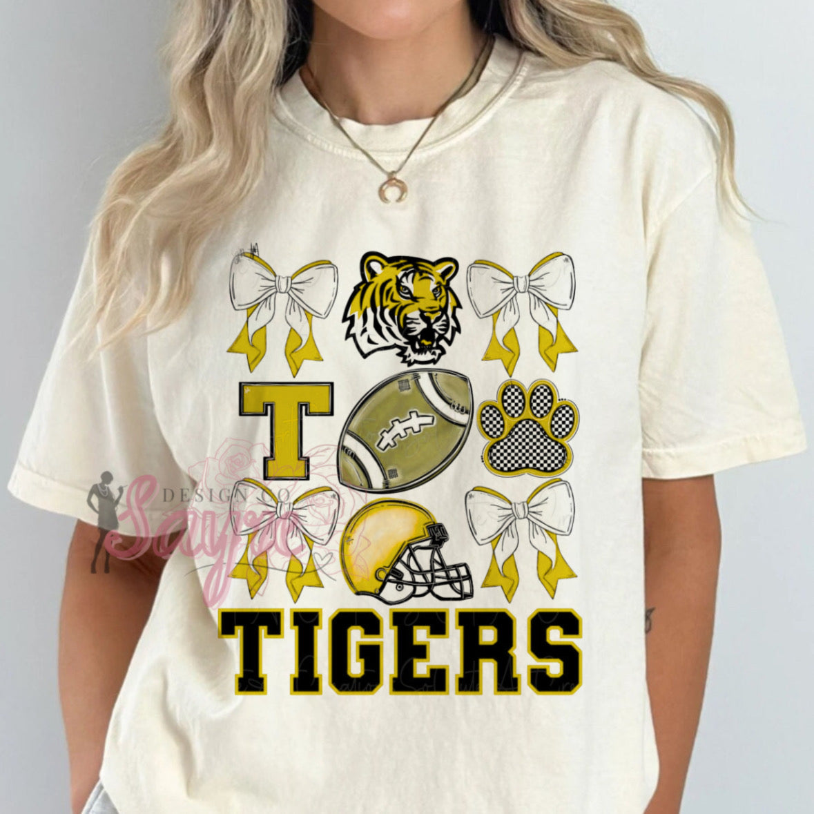Yellow Coquette Bow Collage Tigers Shirt/Sweatshirt