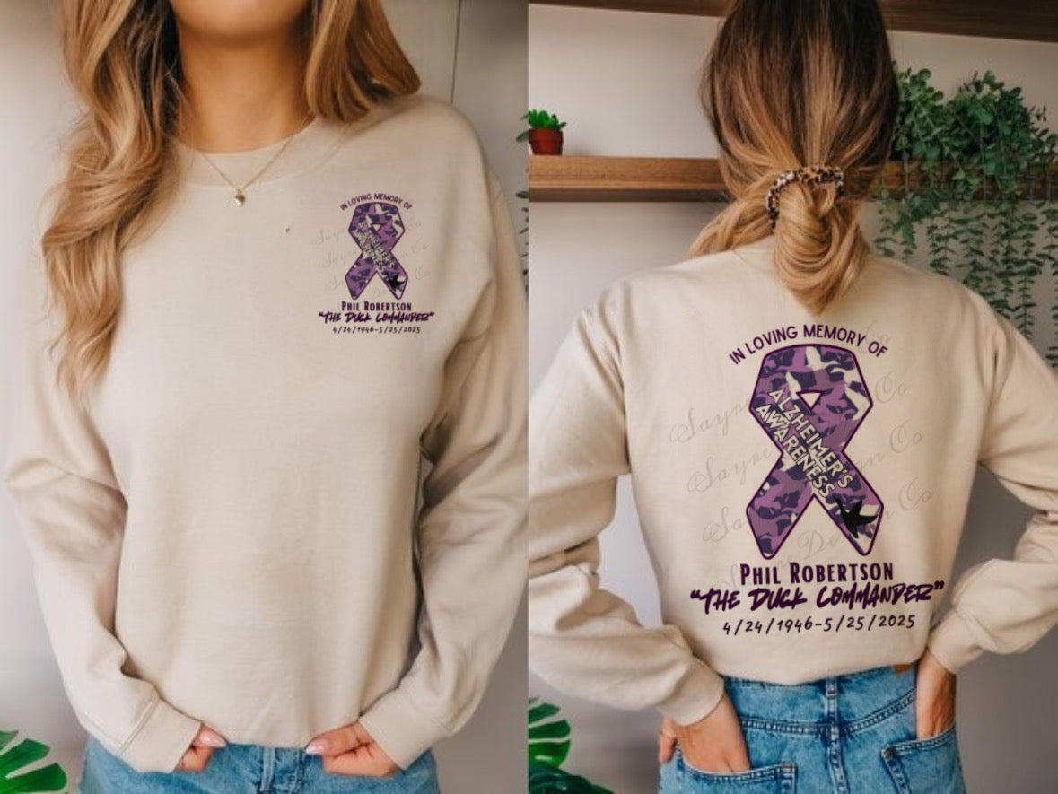 Phil Robertson Alzheimer’s Awareness Tee/Crewneck Sweatshirt-Adult