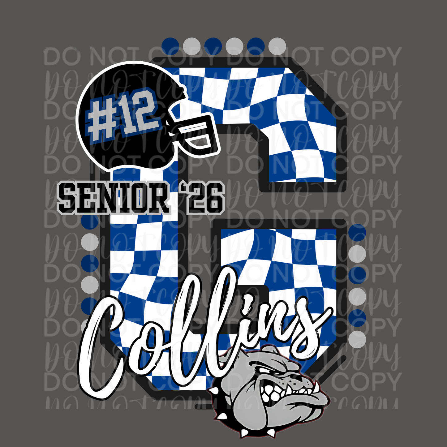 Customizable Senior Football Checkered Letter Shirt/Long Sleeve/Crewneck/Hoodie