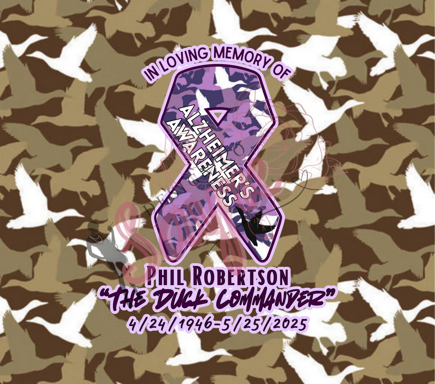 DC Camo Phil Robertson Alzheimer’s Awareness Ribbon 20oz Steel Tumbler