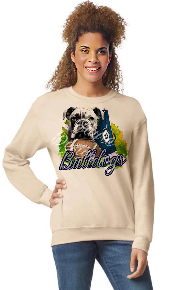 Greenwood Bulldogs Painted Football/Cheer Shirt/Sweatshirt- Adult