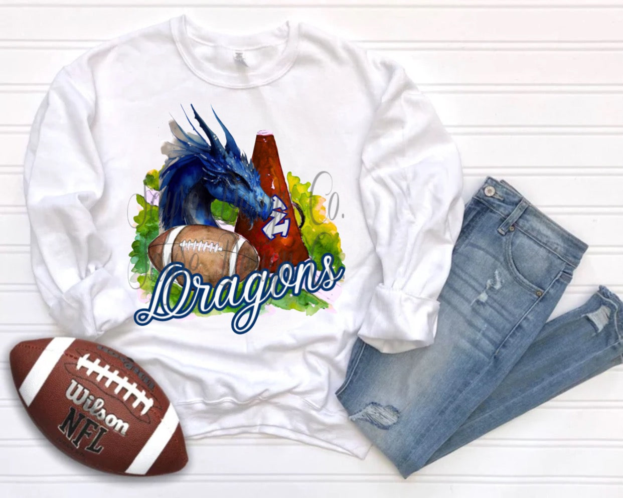 Mountainburg Dragons Painted Football/Cheer Shirt/Sweatshirt- Adult