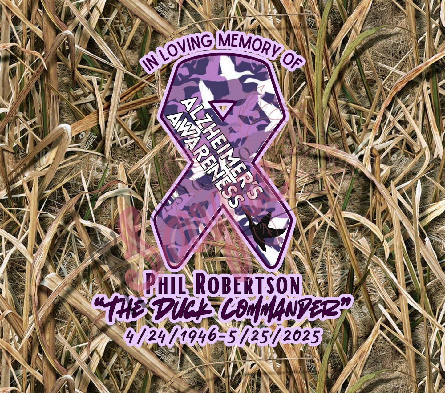 Shadow Blind Camo Phil Robertson Alzheimer’s Awareness Ribbon 20oz Steel Tumbler