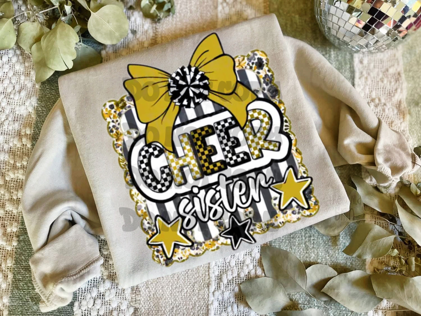 Customizable Color Striped Coquette Cheer Sister Shirt/Long Sleeve/Crewneck/Hoodie
