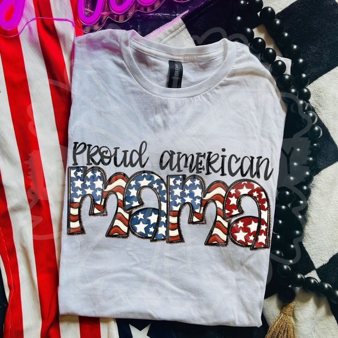 Ash Gray Proud American Mama Tee