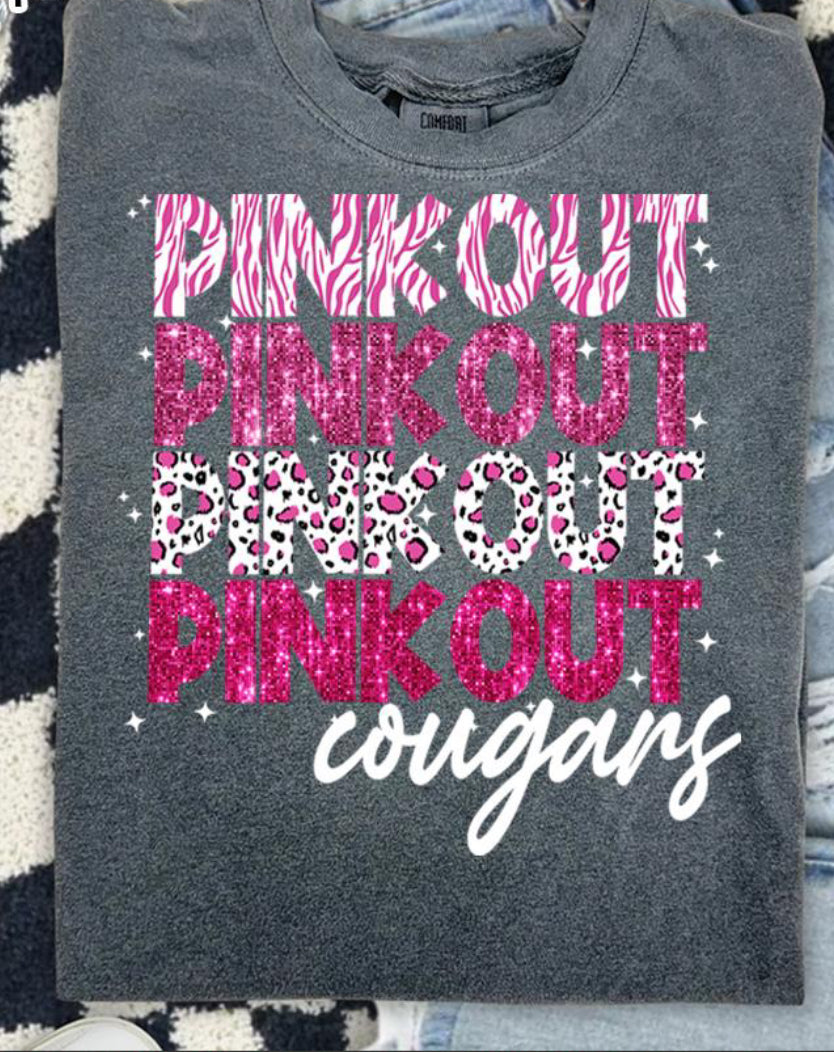 Team Customizable Faux Glitter Prints Pink Out Tee/Sweatshirt/Hoodie