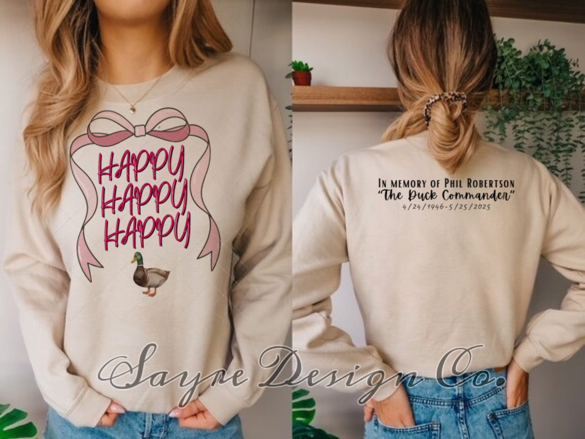 Pink Happy Happy Happy Crewneck-Adult