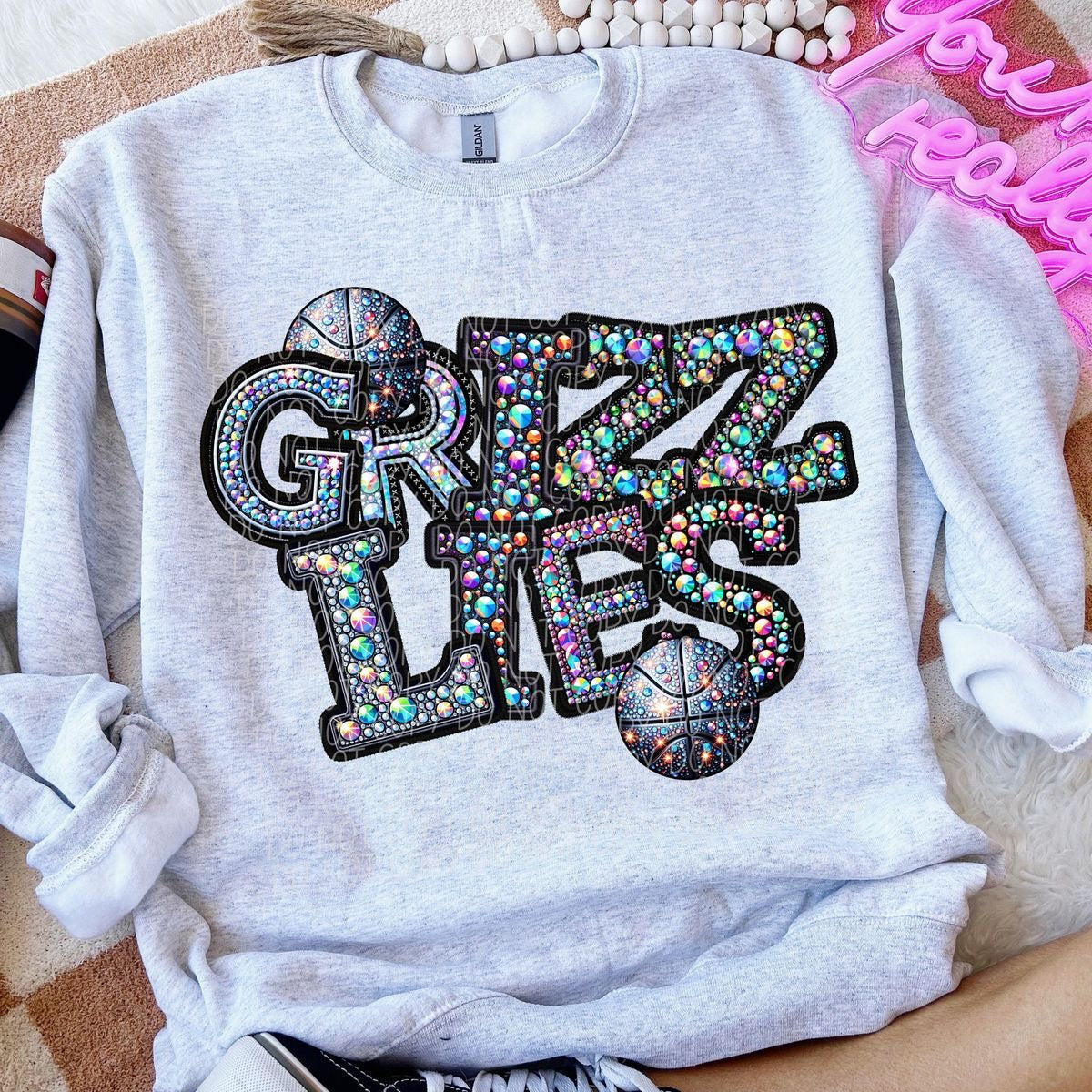 Bedazzled Grizzlies Basketball Shirt/Long Sleeve/Crewneck/Hoodie