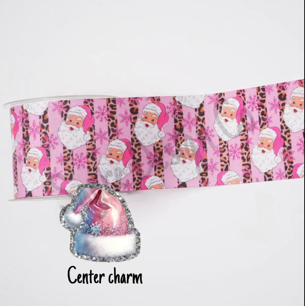 Leopard Santa Girly Pink Big Bow with Center
