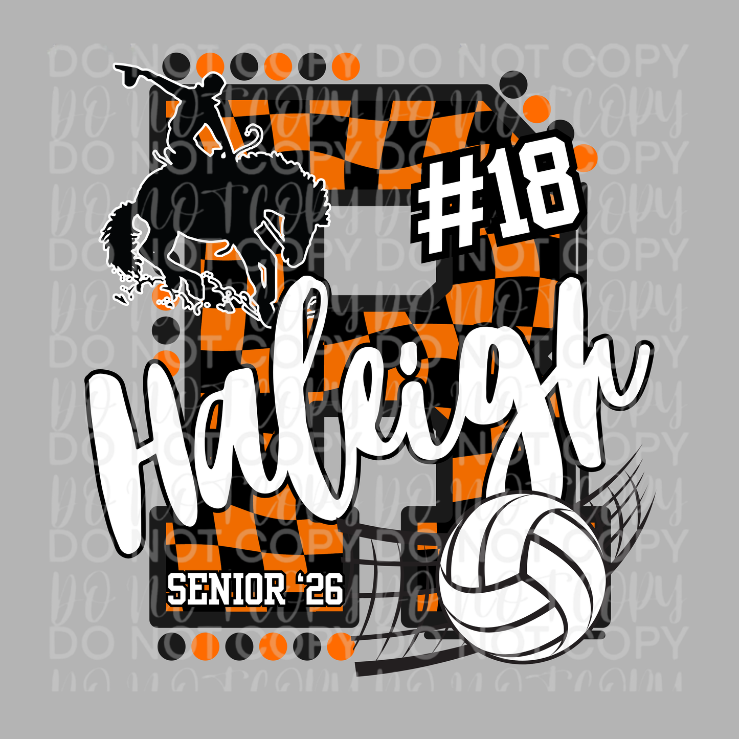 Customizable Senior Volleyball Checkered Letter Shirt/Long Sleeve/Crewneck/Hoodie