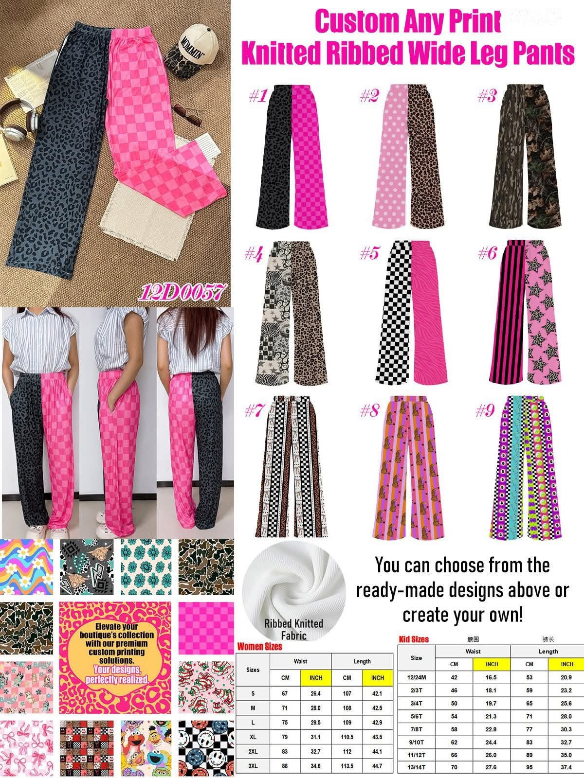 YOUTH Custom Any Print Knitted Ribbed Wide Leg Pants