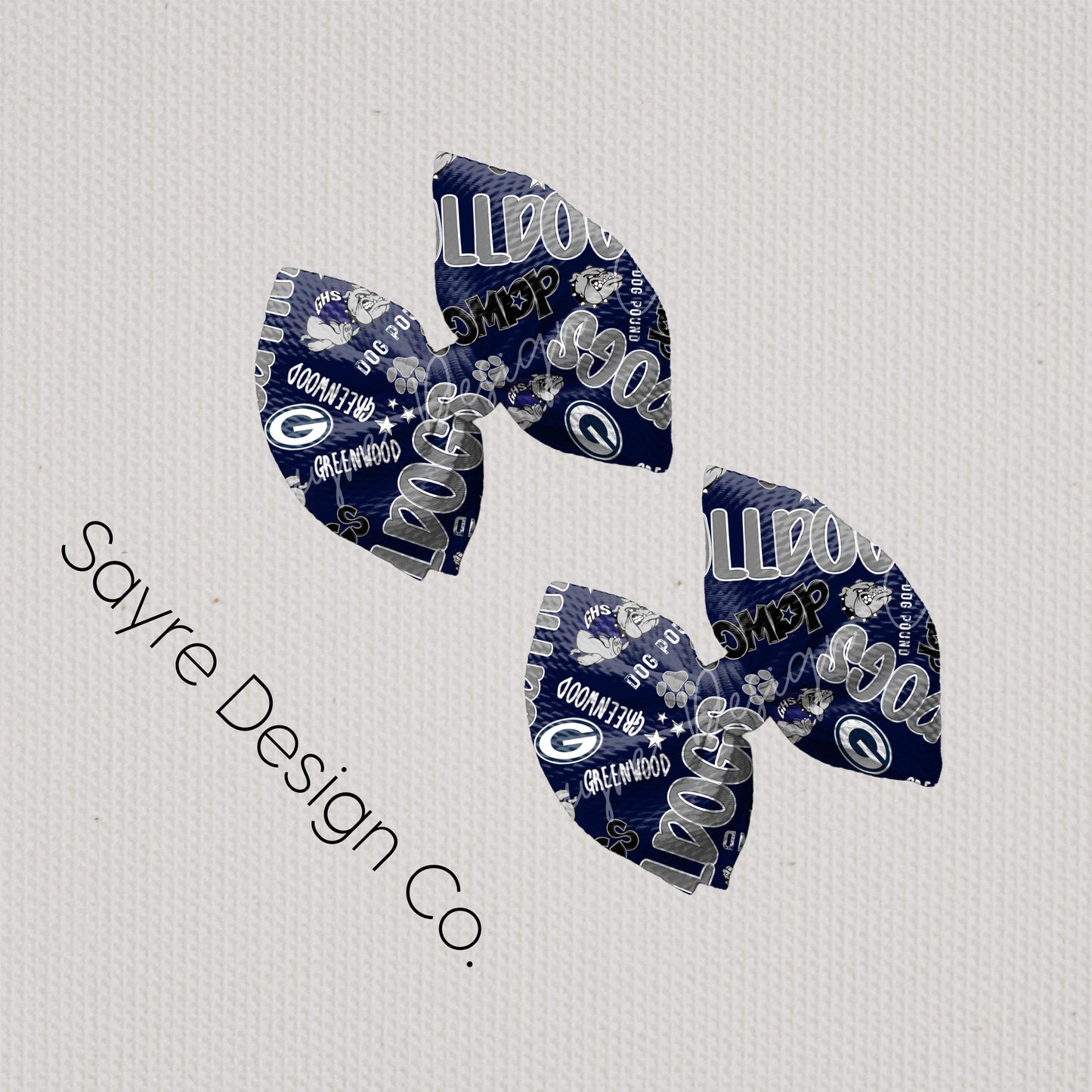 Greenwood Bulldogs Navy Bows