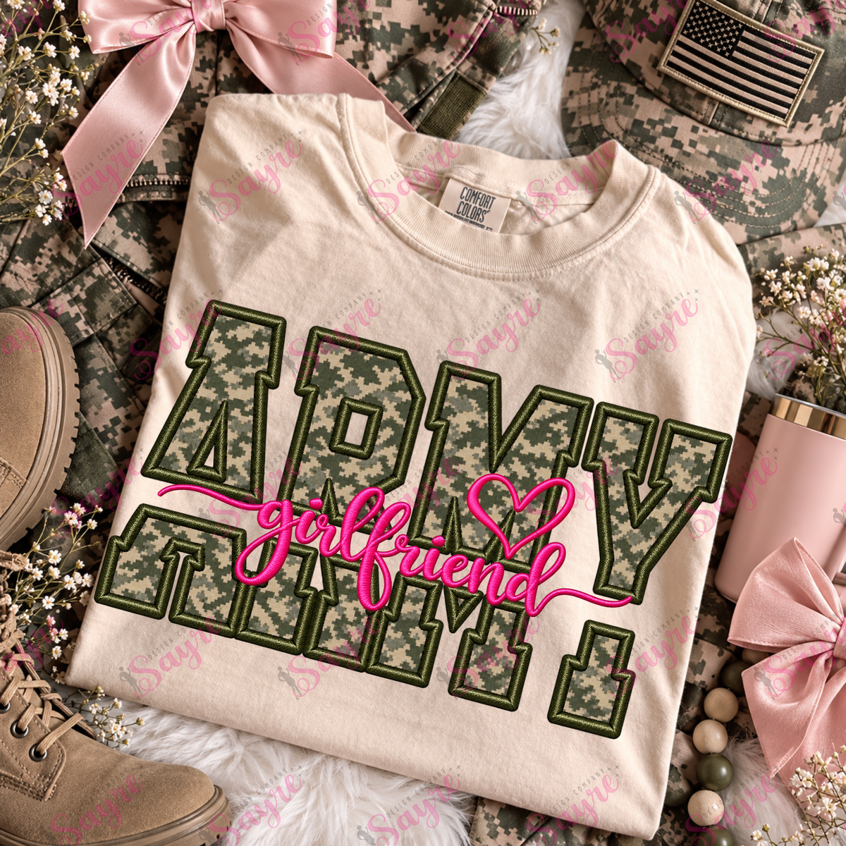 Faux Embroidery ARMY Girlfriend Pink- PNG