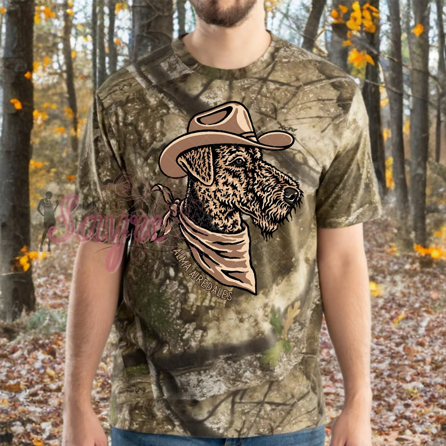 Realtree Camo Western Airedale Adult Tee