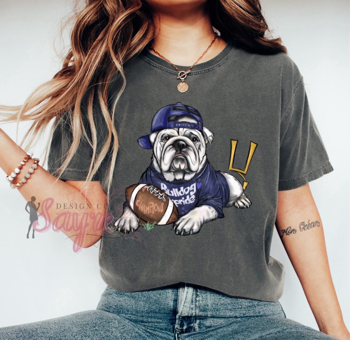 Bulldog Pride Portrait Navy Shirt/Long Sleeve/Crewneck/Hoodie