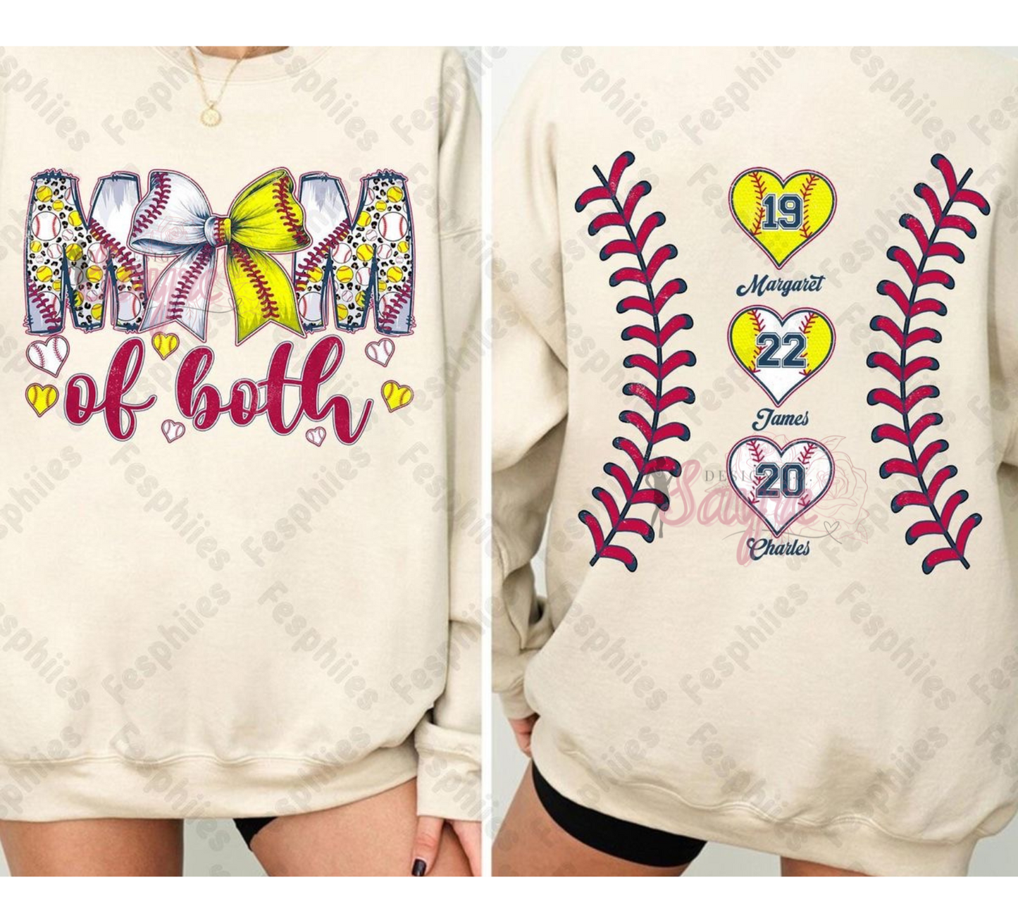 Mom of Both Custom Tee Front/Back