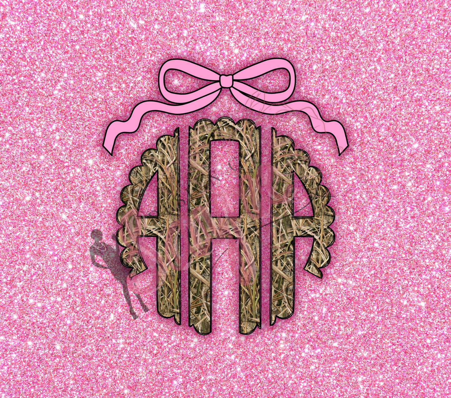 Custom Pink Glitter Shadow Blind Monogram 20oz Steel Tumbler