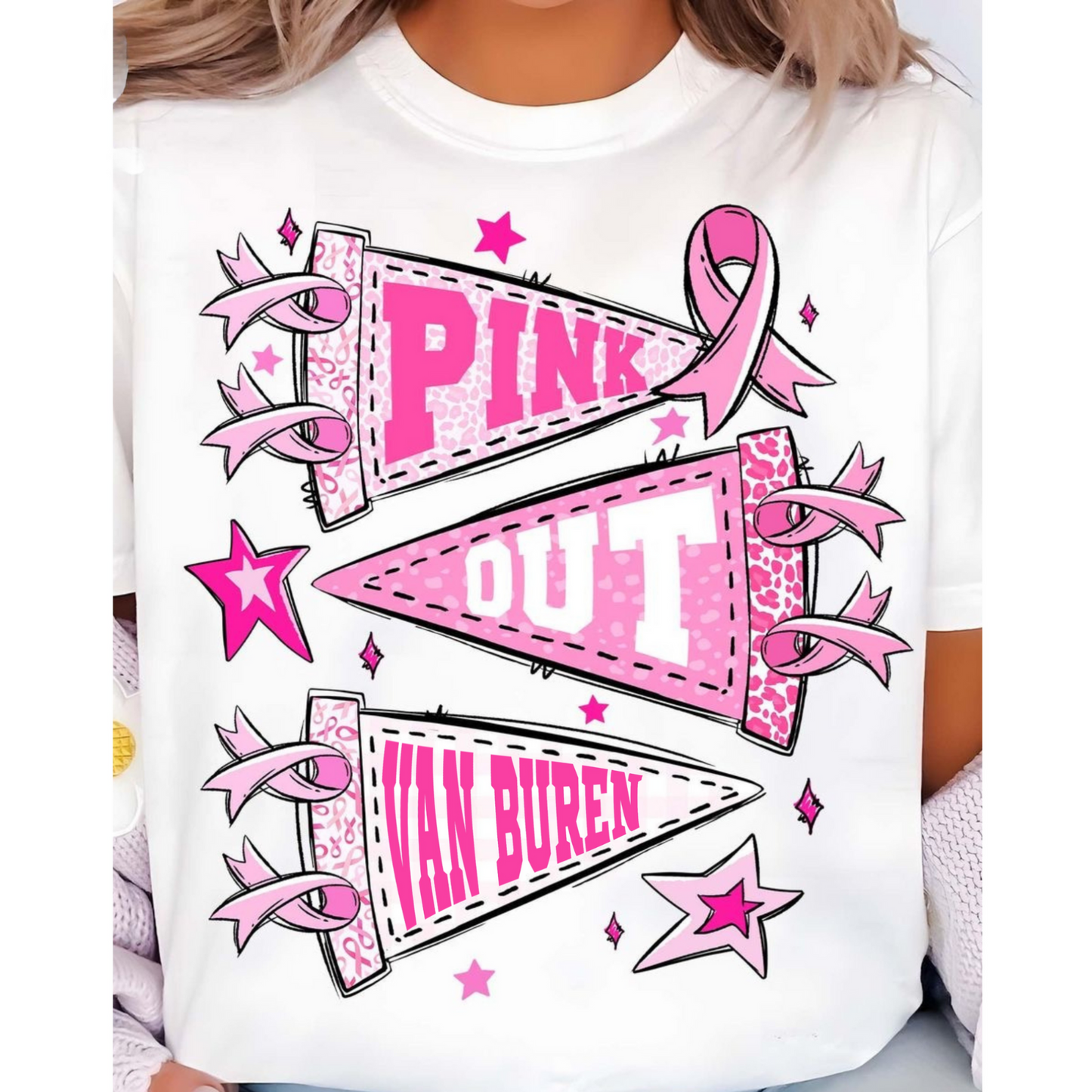 School/Team Customizable Pennant Pink Out Tee/Sweatshirt/Hoodie