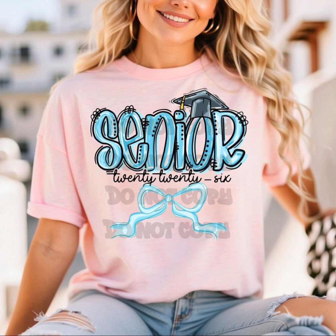 Color Customizable Senior Doodle Bow Tee/Sweatshirt/Hoodie