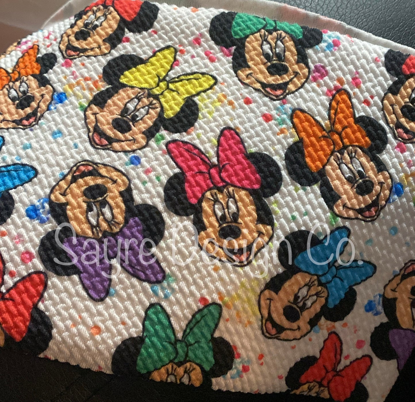 Minnie Mouse Multicolored Bows- Bullet Fabric *limited quantity*