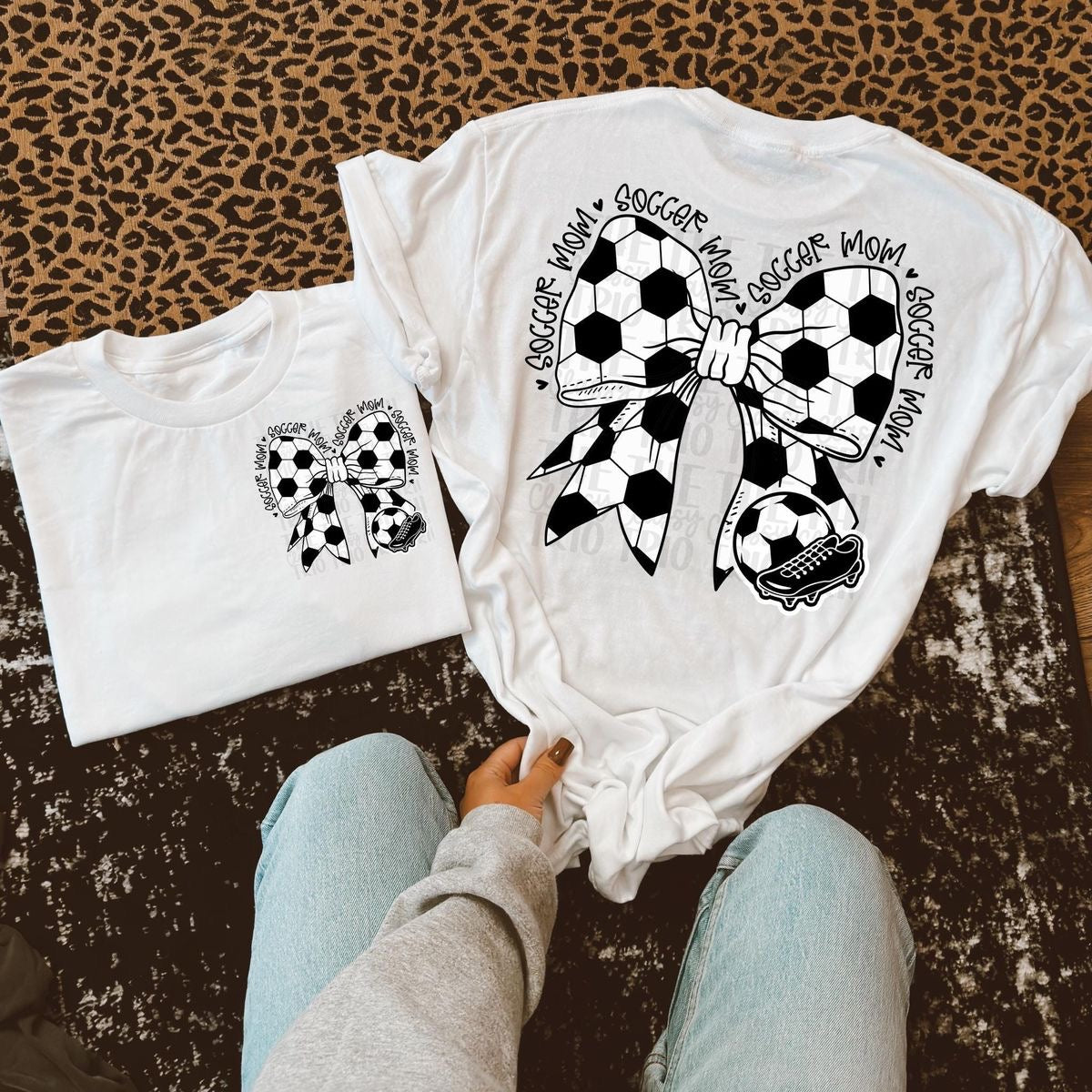 Customizable Soccer Mom Bow Shirt/Long Sleeve/Crewneck/Hoodie