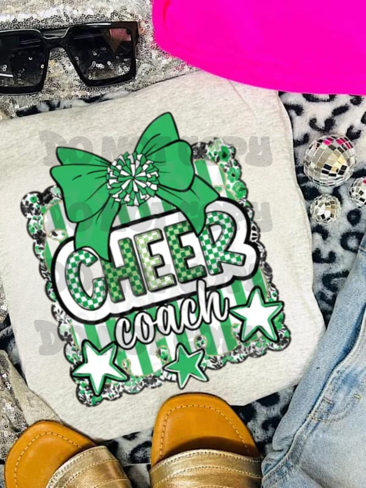 Customizable Color Striped Coquette Cheer Coach Shirt/Long Sleeve/Crewneck/Hoodie