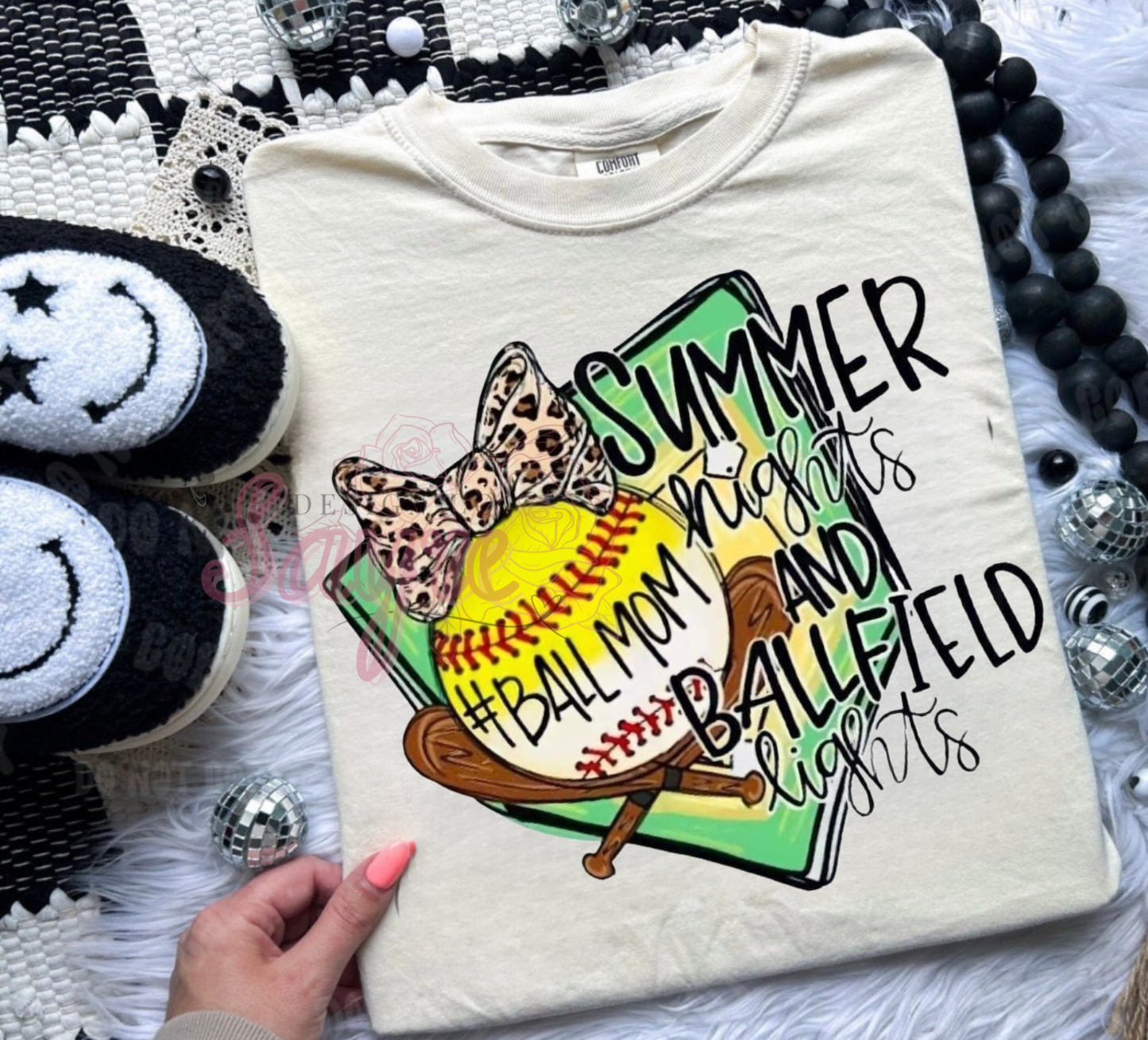 Summer Nights & Ballfield Lights Tee- Adult
