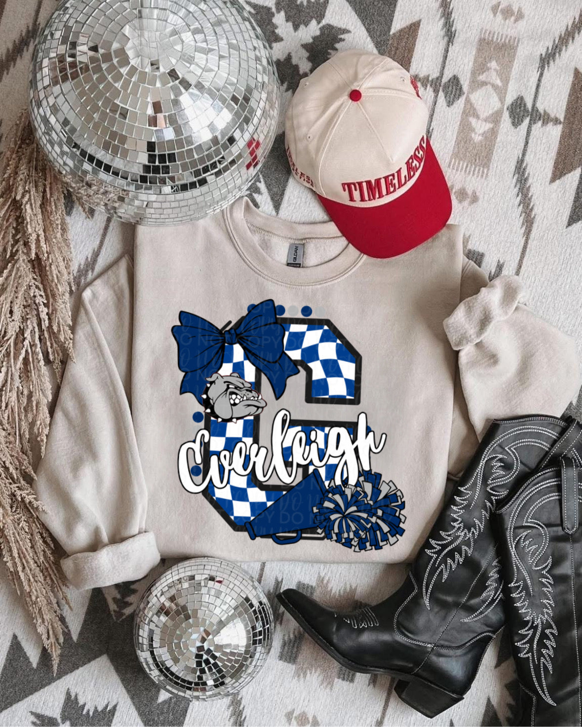 Customizable Cheer Checkered Letter Shirt/Long Sleeve/Crewneck/Hoodie