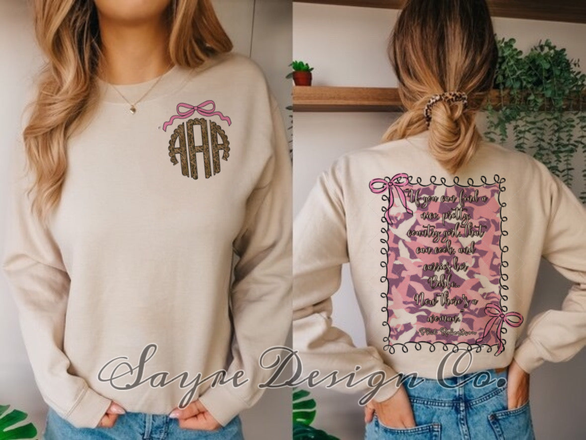 Custom Monogram There’s a Woman Tee/Crewneck Sweatshirt-Adult