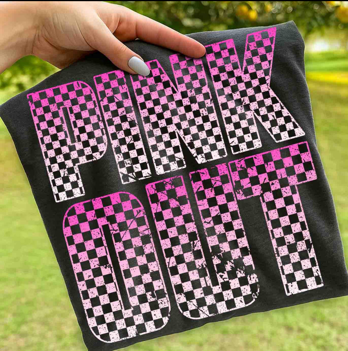 Checkered Pink Out Tee/Sweatshirt/Hoodie