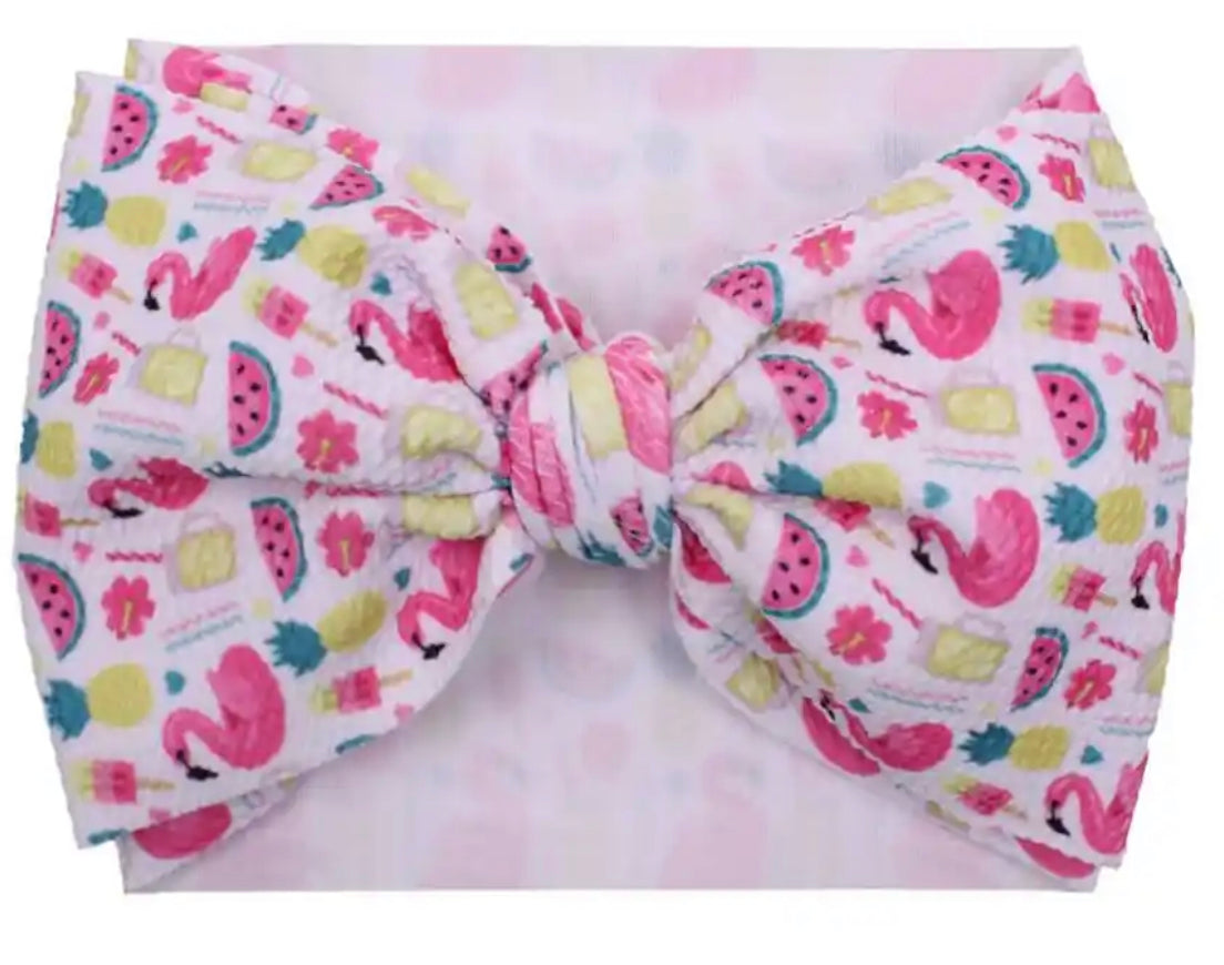 White Tropical Print 7” Bow Head-wrap Sayre Design Co.