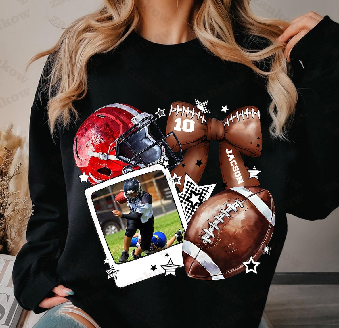Customizable Photo Football Shirt/Long Sleeve/Crewneck/Hoodie