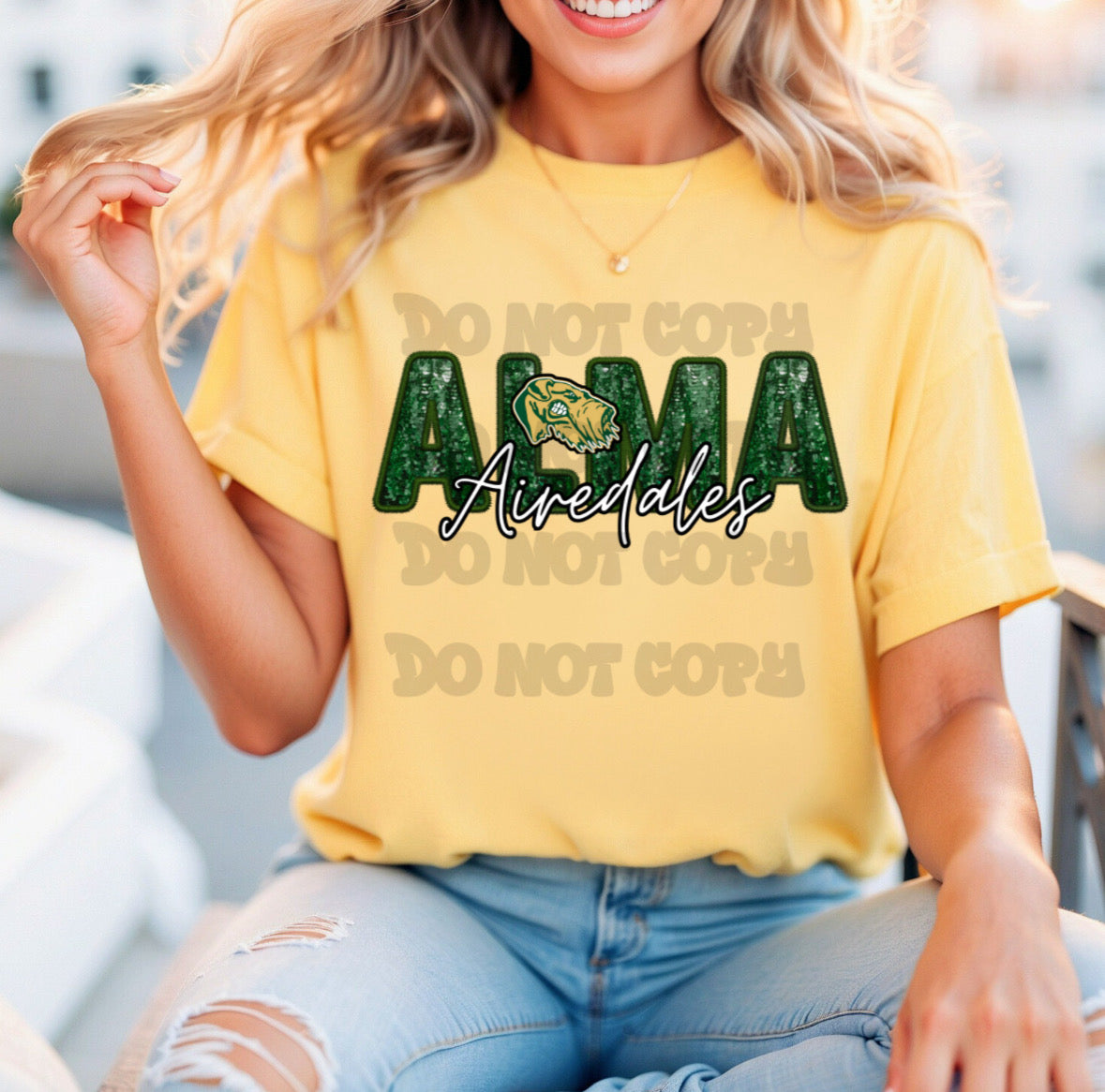 Customizable Faux Sequin Town and Mascot Shirt/Long Sleeve/Crewneck/Hoodie