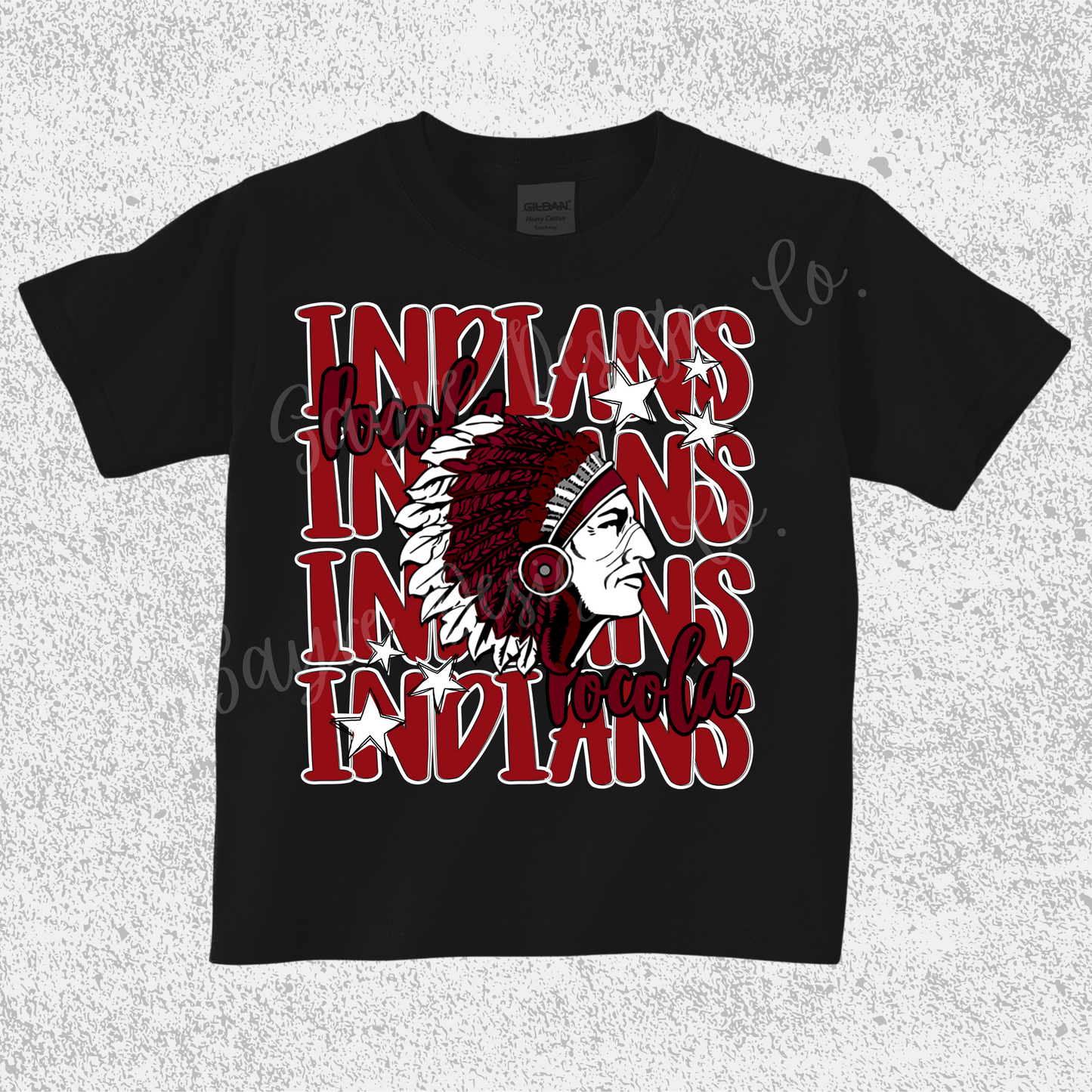 Pocola Indians Stacked Tee Youth