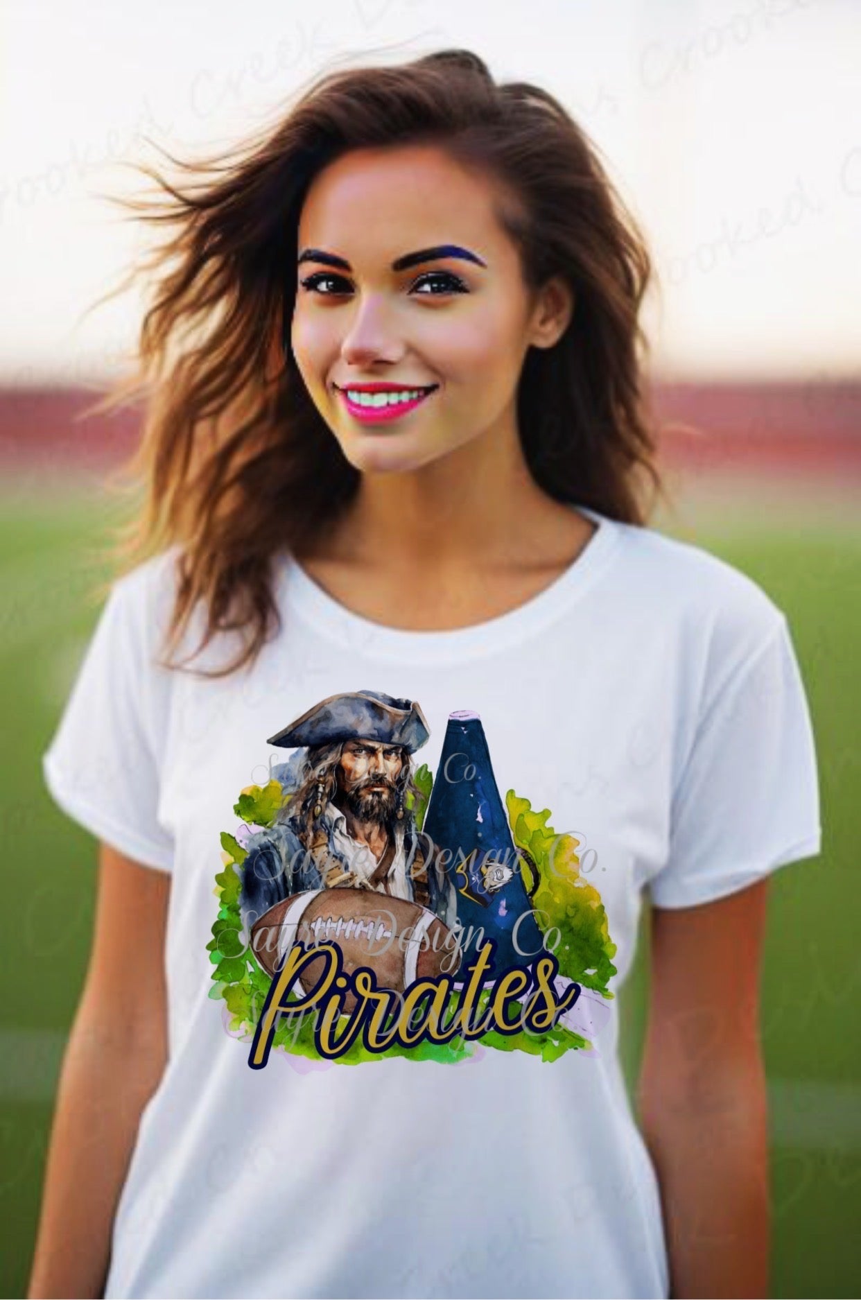 Cedarville Pirates Painted Football/Cheer Shirt/Sweatshirt- Adult