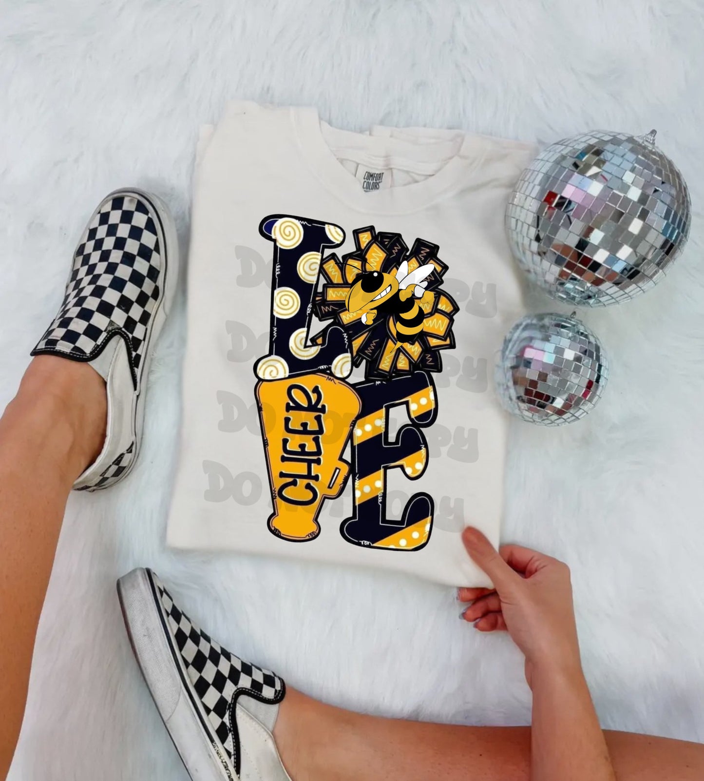 Customizable Color/Mascot Striped Cheer Love Shirt/Long Sleeve/Crewneck/Hoodie