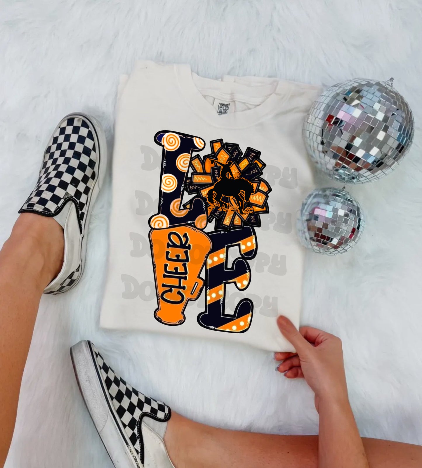 Customizable Color/Mascot Striped Cheer Love Shirt/Long Sleeve/Crewneck/Hoodie