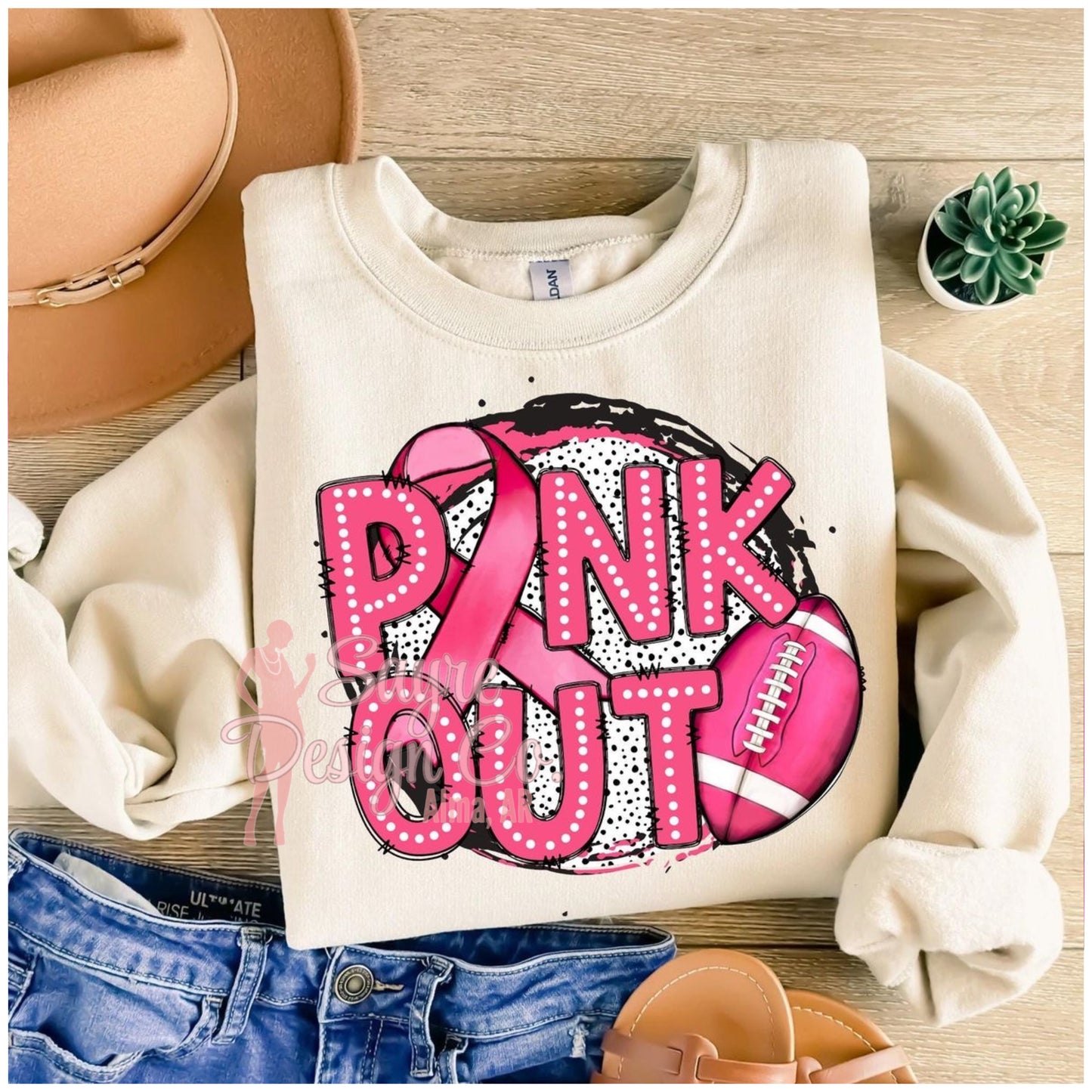 Pink Out Spotted Circle Football- Youth Sayre Design Co.