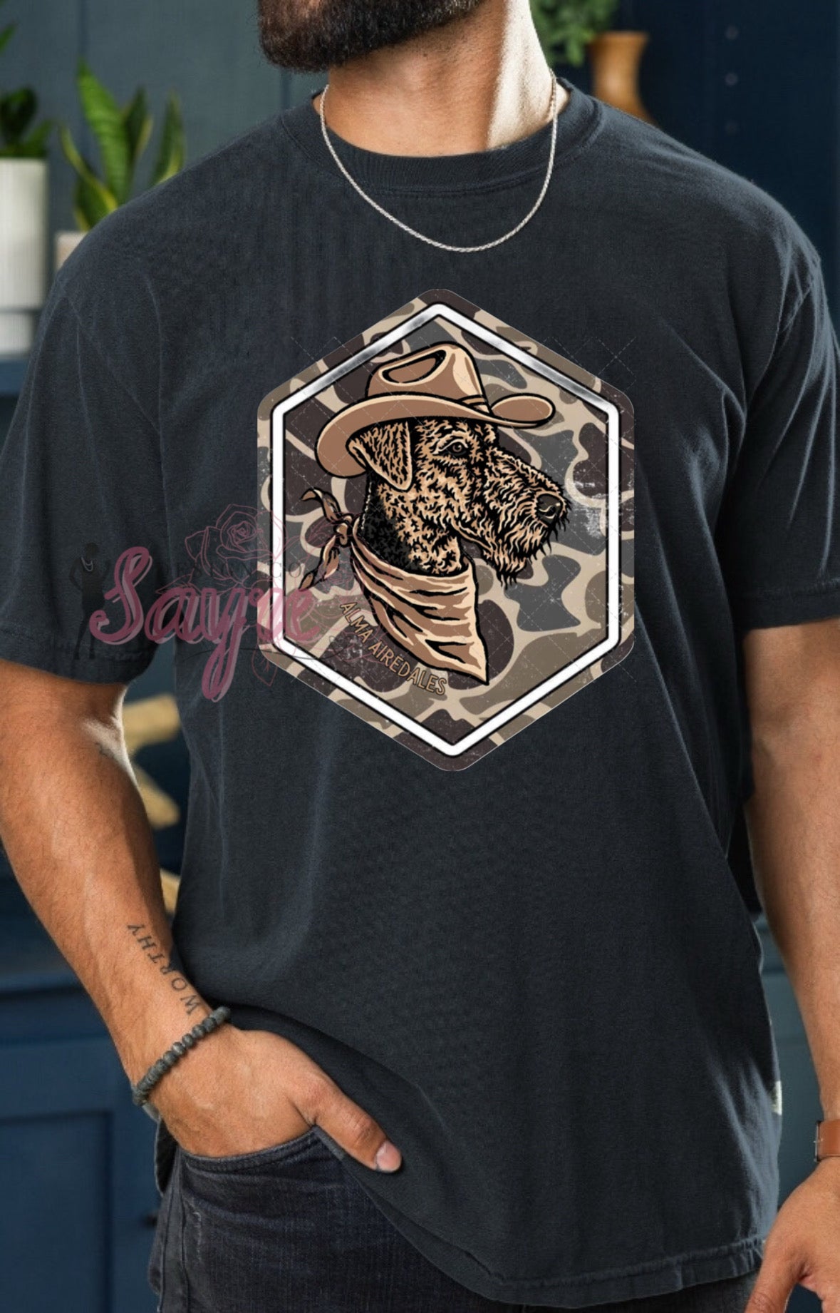 Camo Block Western Airedales Shirt/Long Sleeve/Crewneck/Hoodie