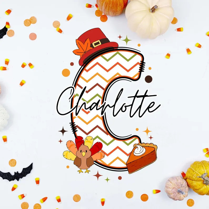 Customizable Thanksgiving Name/Initial-Onesie Sayre Design Co.