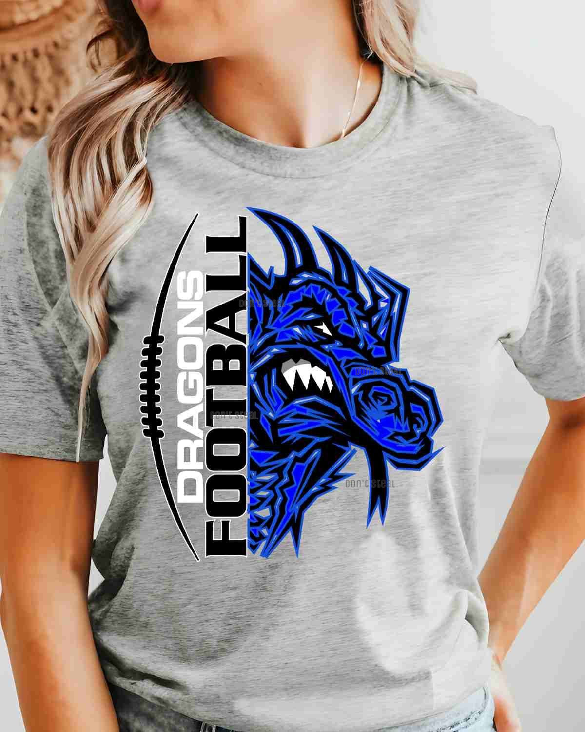 Blue Dragon Football Shirt/Long Sleeve/Crewneck/Hoodie