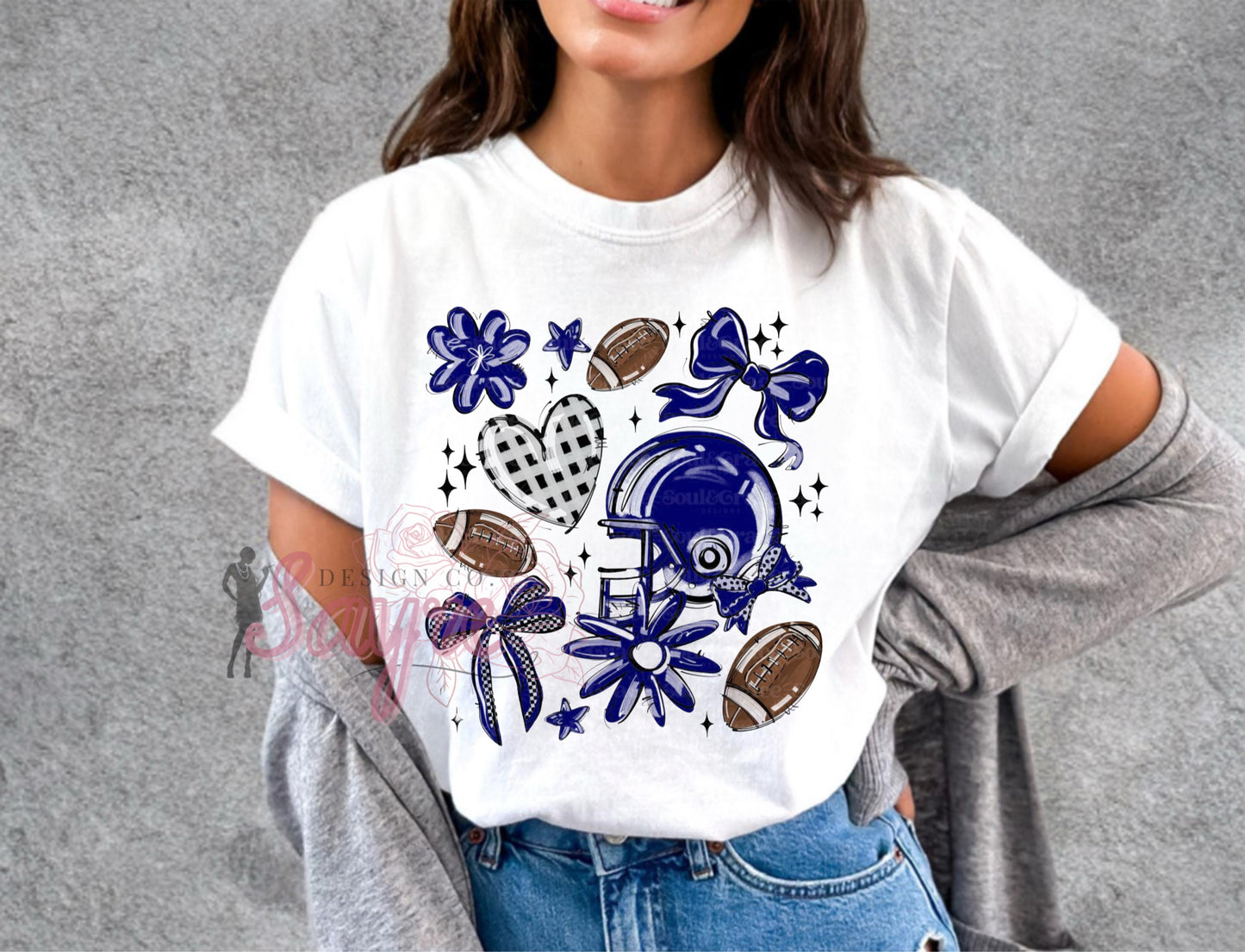 Color Customizable Friday Night Sports Bow & Floral Shirt/Sweatshirt
