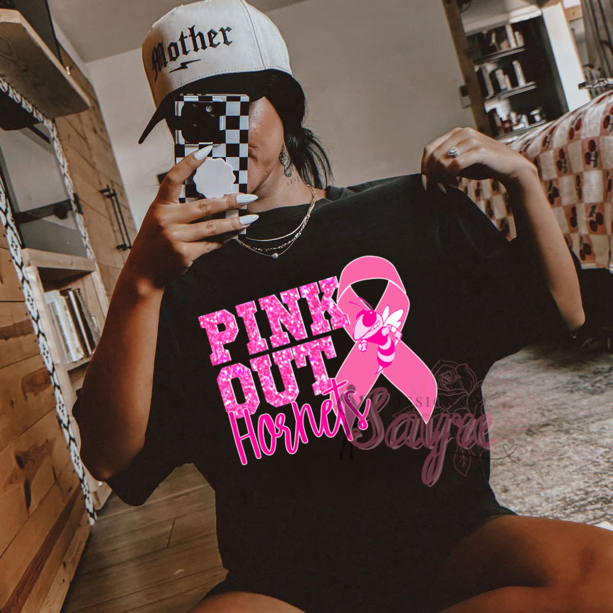 Team Customizable Faux Glitter Pink Out Tee/Sweatshirt/Hoodie