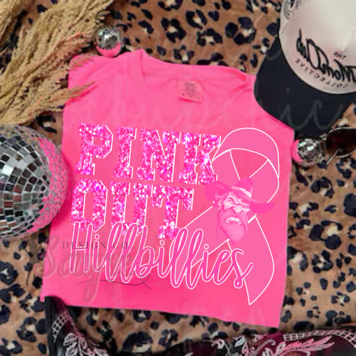 Team Customizable Faux Glitter Pink Out Tee/Sweatshirt/Hoodie