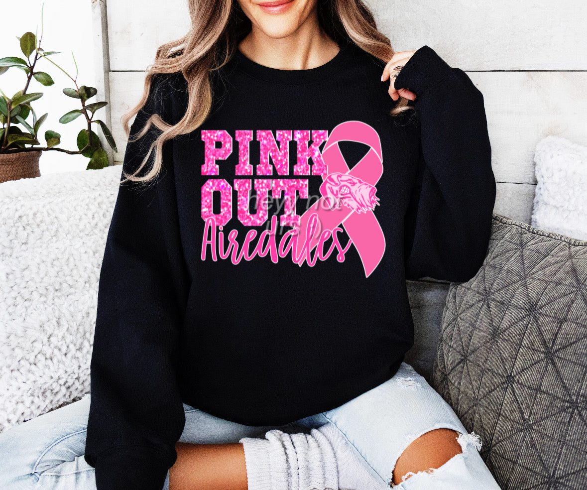 Team Customizable Faux Glitter Pink Out Tee/Sweatshirt/Hoodie