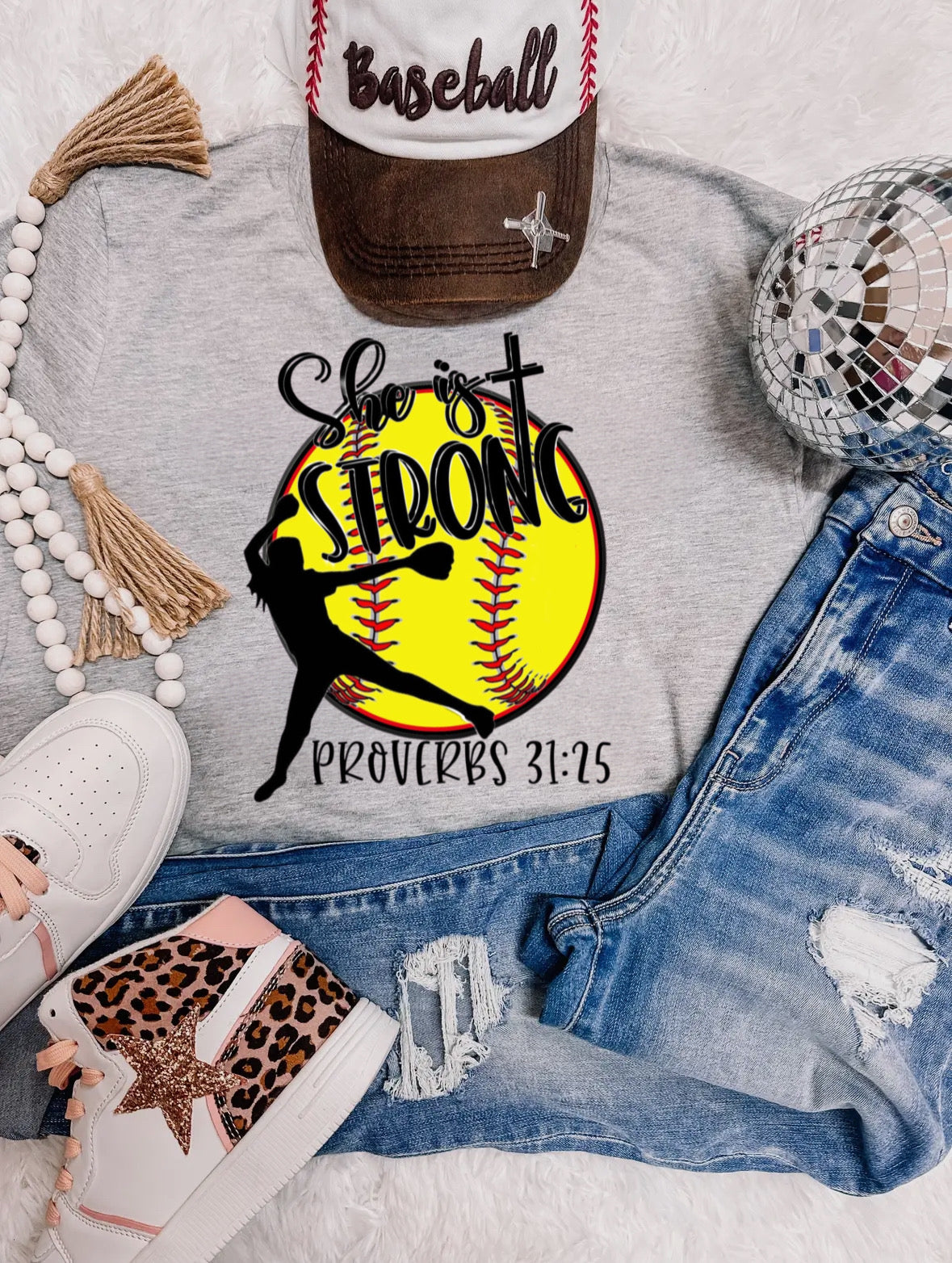 She is Strong Softball Tee-Adult